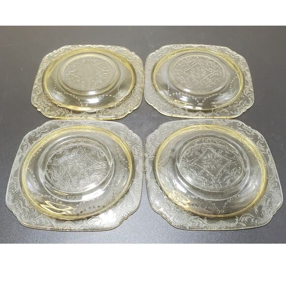 FEDERAL MADRID AMBER YELLOW DEPRESSION GLASS 6" Bread Plate Set of 4 - Picture 3 of 4